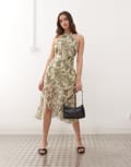 [Motel] Motel Tanta halter neck blurred floral print midaxi dress in yellow XS Floral yellow