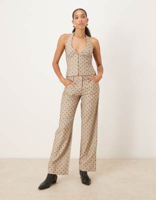 Motel - Tatina - Hose in Beige mit Polka Dots, Kombiteil-Neutral