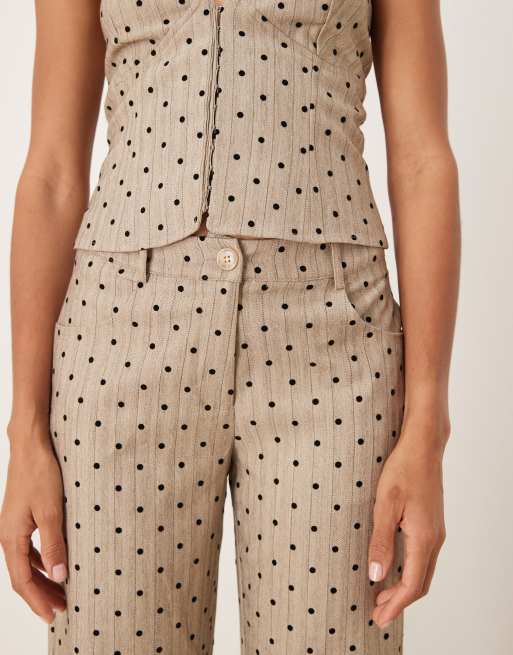Motel Tatina polka dot pants in beige - part of a set, 5 of 5