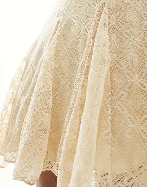 Beige lace shop skirt knee length