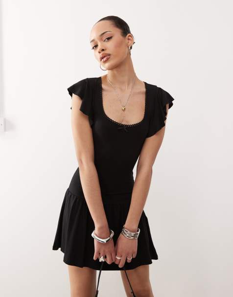 Motel Toinette drop waist mini dress in black - view 1