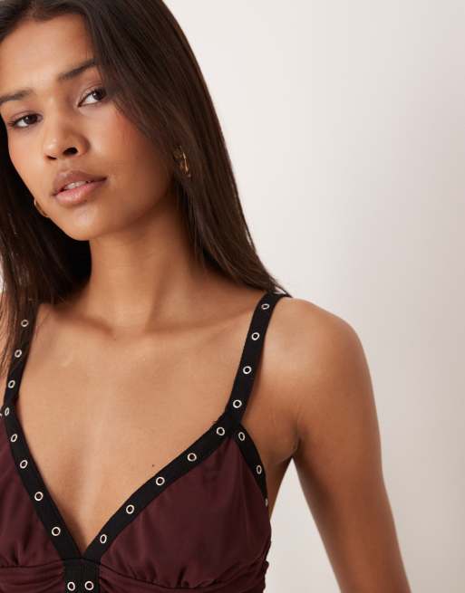 Motel Tolani ruched top in wine, 2 of 4