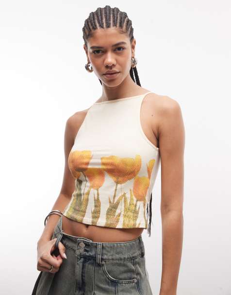 Motel - Top color latticello con stampa sfocata - view 1