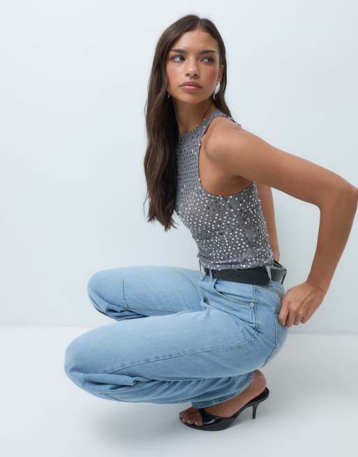 Motel top Dudley con paillettes, argento ardesia, 5 di 5