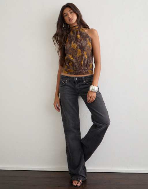 Motel - top plisado floral Sunari en caqui, 2 de 4
