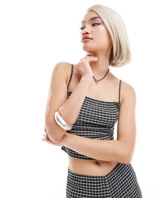 Motel totori checked cami top co-ord in black and grey