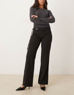 Motel Tova Tie Tailored Pants In Black