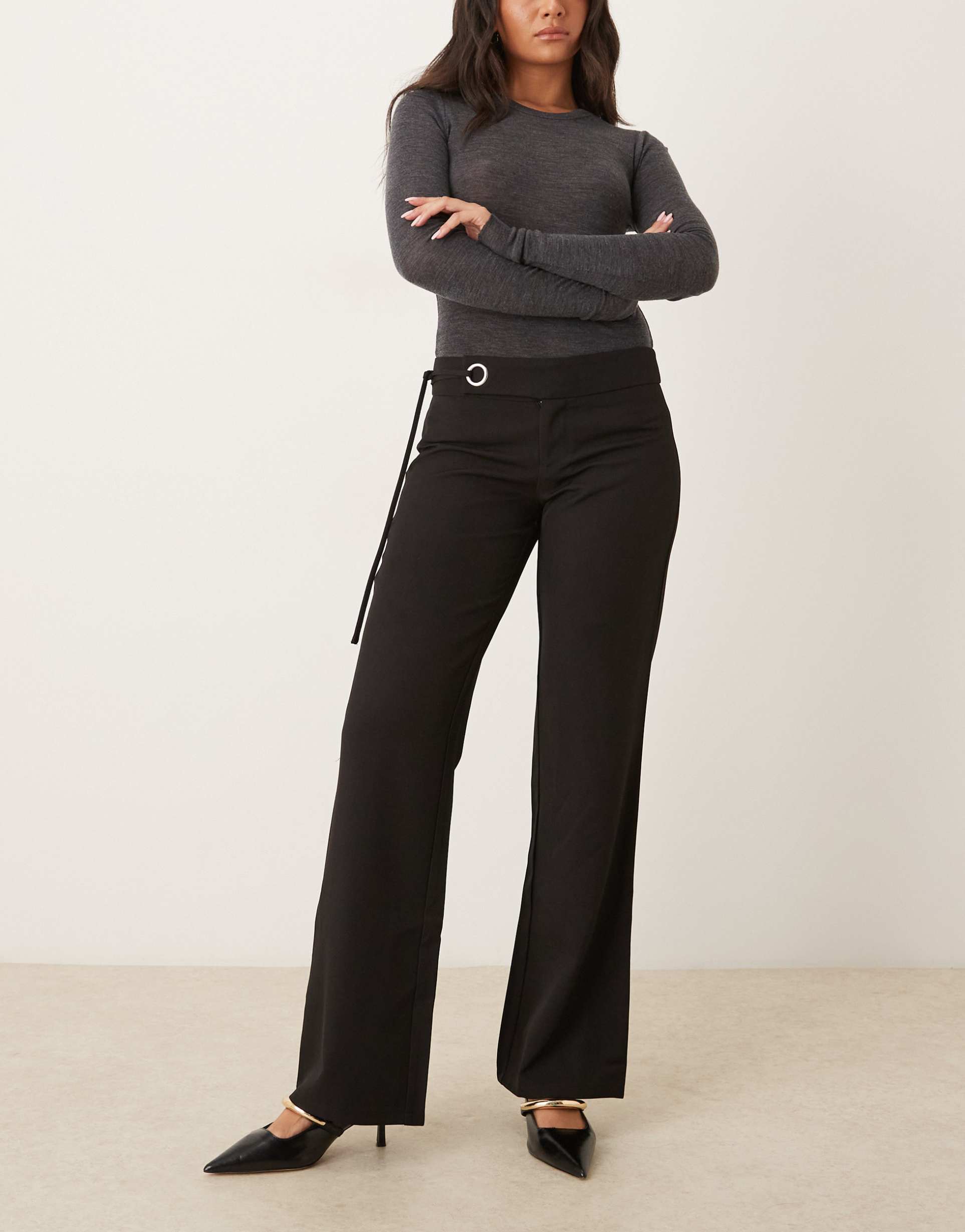 motel tova tie tailored pants in black