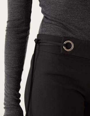Motel Tova Tie Tailored Pants In Black