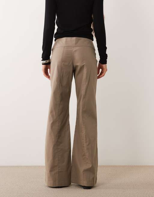 Motel townes stud detail trouser in grey brown, 4 of 5