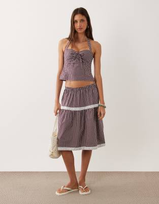 Motel Trixie Midi Skirt In Gray