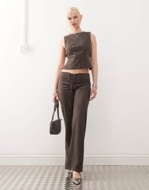 motel trouser co-ord brown - view 1