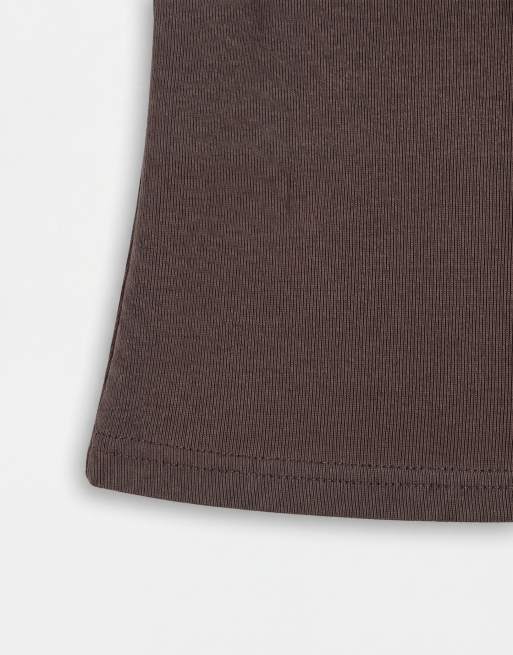 Motel - Tulia - Gilet asymétrique à boutons et décolleté plongeant - Marron, 7 de 7
