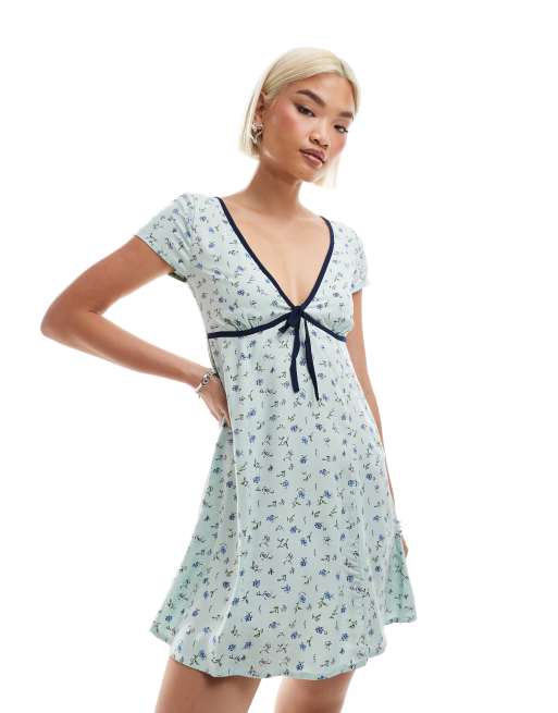Motel vaiso ditsy floral mini dress in pale green