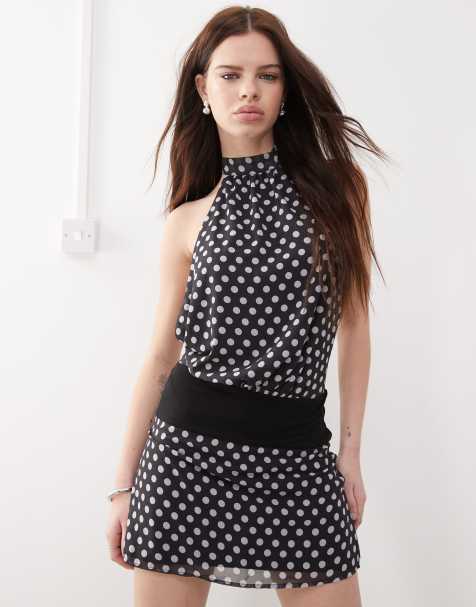 Motel valina mini dress in black polka dot - view 1