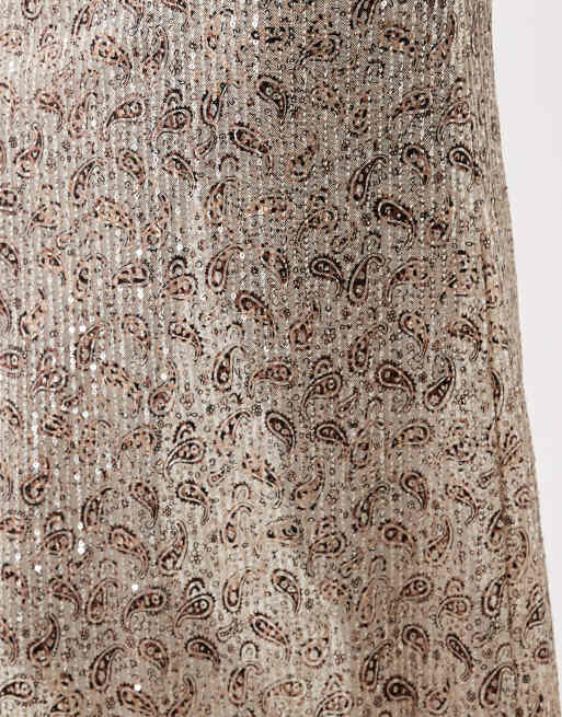 Motel - Vanessa - Maxi rok met lovertjes in paisley goud, 4 van 5