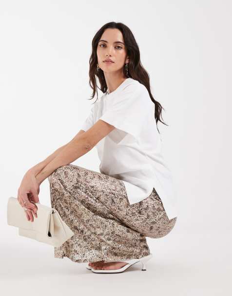 Motel Vanessa maxi sequin skirt in paisley gold - view 1