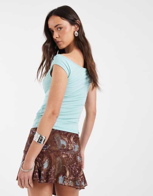 Motel Velanie mini skirt in feathery paisley brown, 5 of 5
