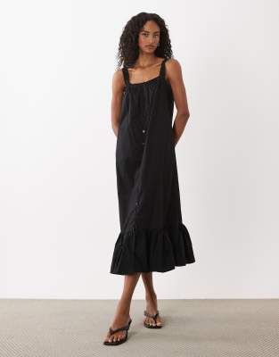 Veraux - Maxikleid aus Popeline in Schwarz-Braun Braun 2XS