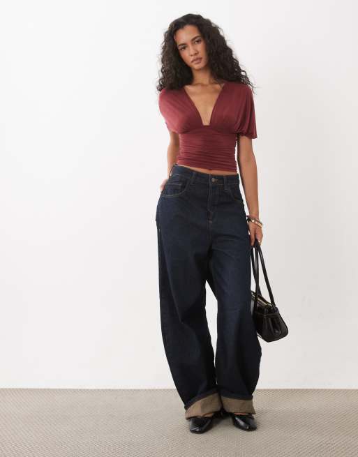 Motel Vernia batwing cupro in burgundy, 2 of 4