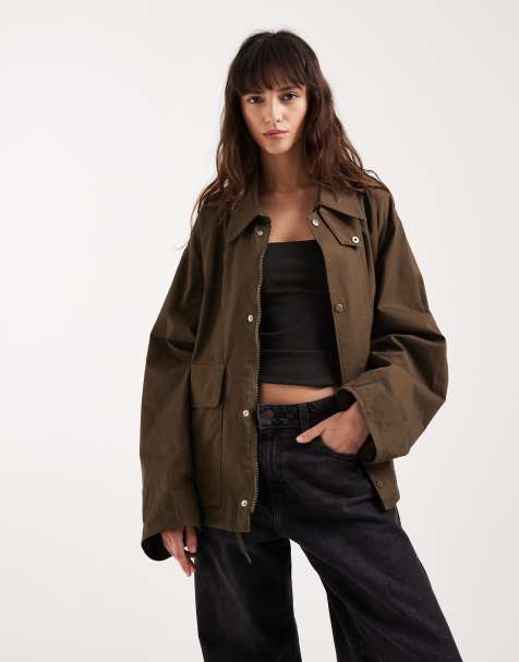 Motel Vireon high neck jacket in khaki green - view 1