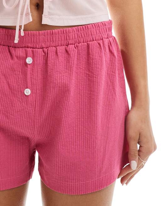 Motel voir poplin mini boxer shorts in pink check, 5 of 5