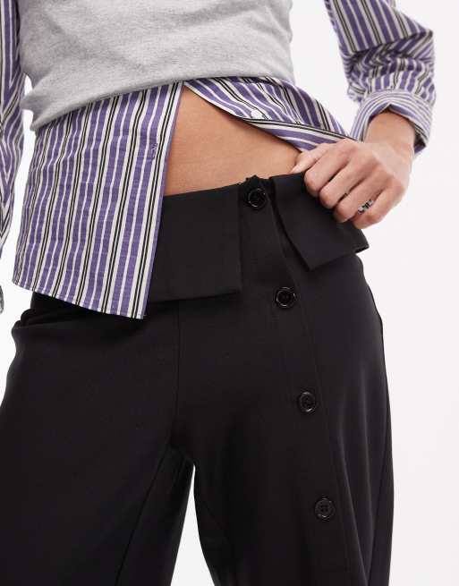 Motel - Wamari - Pantaloni capri sartoriali neri con bottoni, 3 di 5