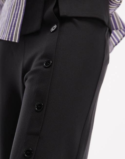 Motel - Wamari - Pantaloni capri sartoriali neri con bottoni, 5 di 5