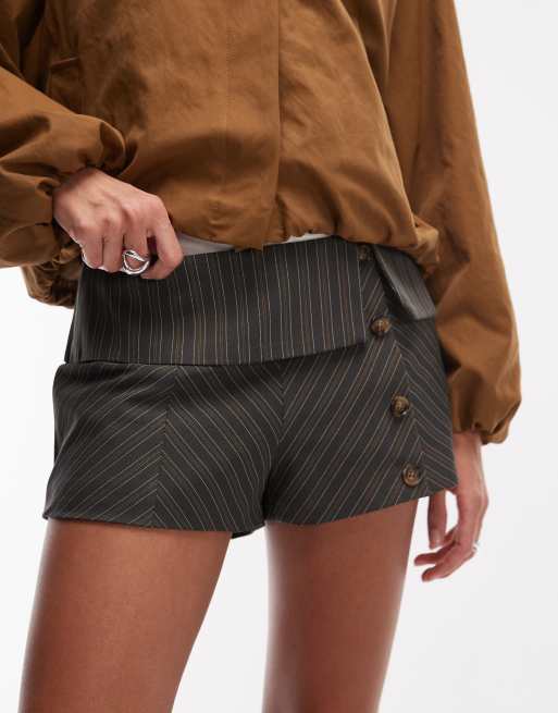 Motel - Wamuka - Elegante mini short met krijtstreep in grijs, 3 van 5