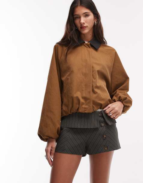 Motel Wamuka tailored pinstripe mini shorts in grey