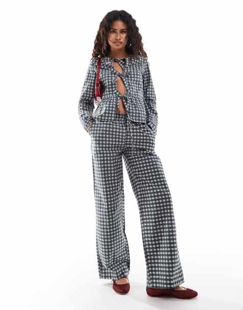 Motel Wasic straight leg pants in black grey (part of a set) - view 1