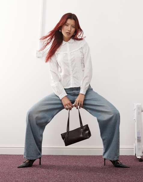 Motel Wells ruffle detail pintuck shirt in white - view 1