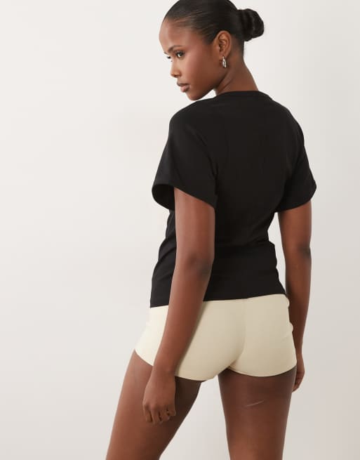 Motel Wesara mini shorts in buttercream , 5 of 5