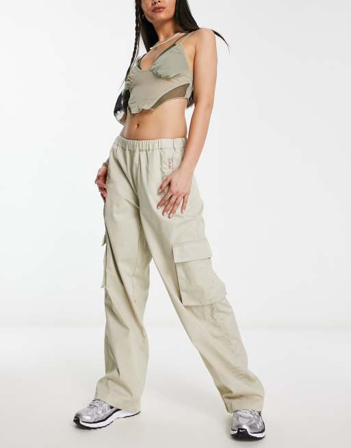 Motel wide leg cargo pants in light beige