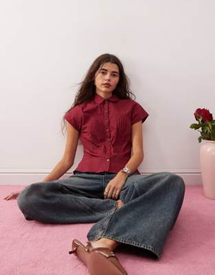 Motel Wilmot Pintuck Fitted Blouse