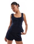 [Motel] Motel Wiluta micro cord tailored mini shorts in navy (part of a set) XL NAVY