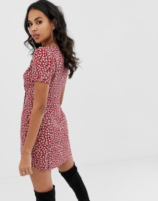button front wrap dress
