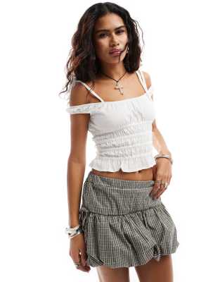 Motel Xavan Shirred Cami Top In White