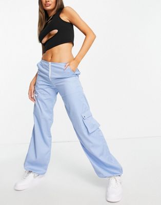 Motel Y2K low rise cargo trousers in powder blue - ASOS Price Checker