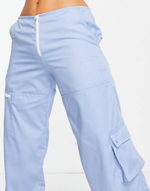 Motel Y2K low rise cargo trousers in powder blue