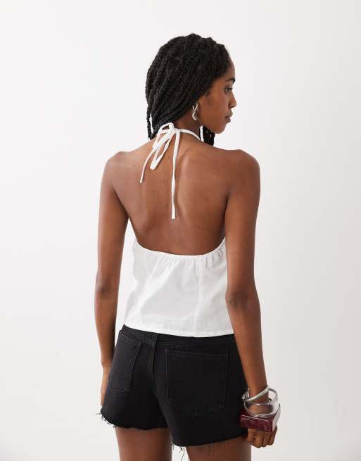 Motel - Yadele - Blouse dos nu boutonnée à fente goutte d'eau - Ivoire, 4 de 4