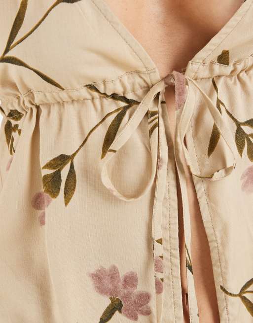 Motel Yalova leafy bloom halter top in taupe, 3 of 4