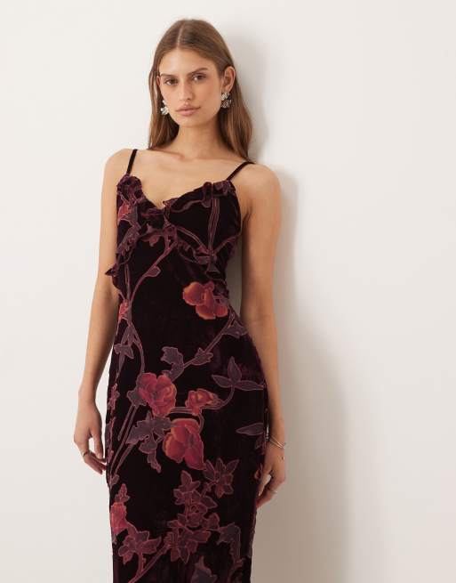 Motel - Yamira - Robe longue à fleurs - Bordeaux , 2 de 4