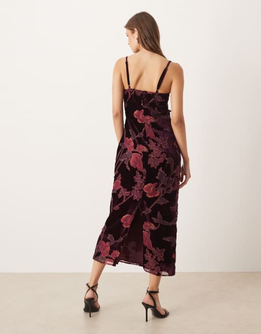 Motel - Yamira - Robe longue à fleurs - Bordeaux , 3 de 4