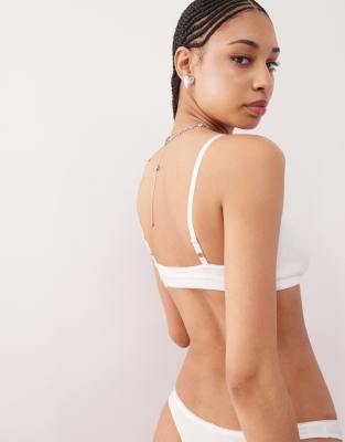 Motel Yanas Pointelle Frill Trim Soft Bra In White