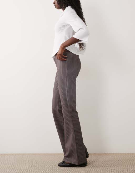 Motel yaswa low rise flare stripe trouser in grey brown, 2 of 5