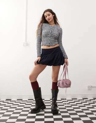 Темно-синий текстурированный кардиган с круглым вырезом Motel yejina 8490₽