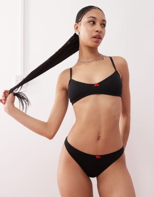 Shop Motel Yinis Pointelle Frill Edge Briefs In Black