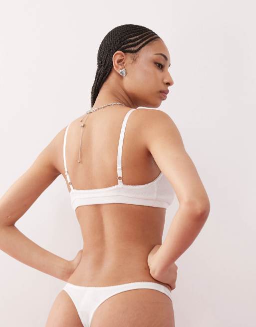 Motel - Yinis - Slip bianco traforato con bordi smerlati, 4 di 4
