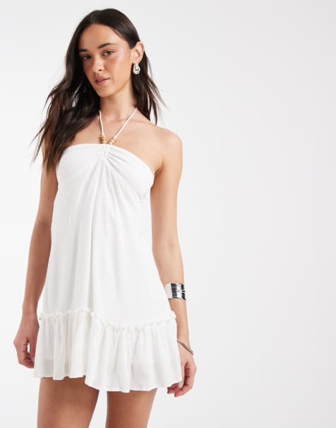 Motel Yvelise mini crinkle dress in off white - view 1